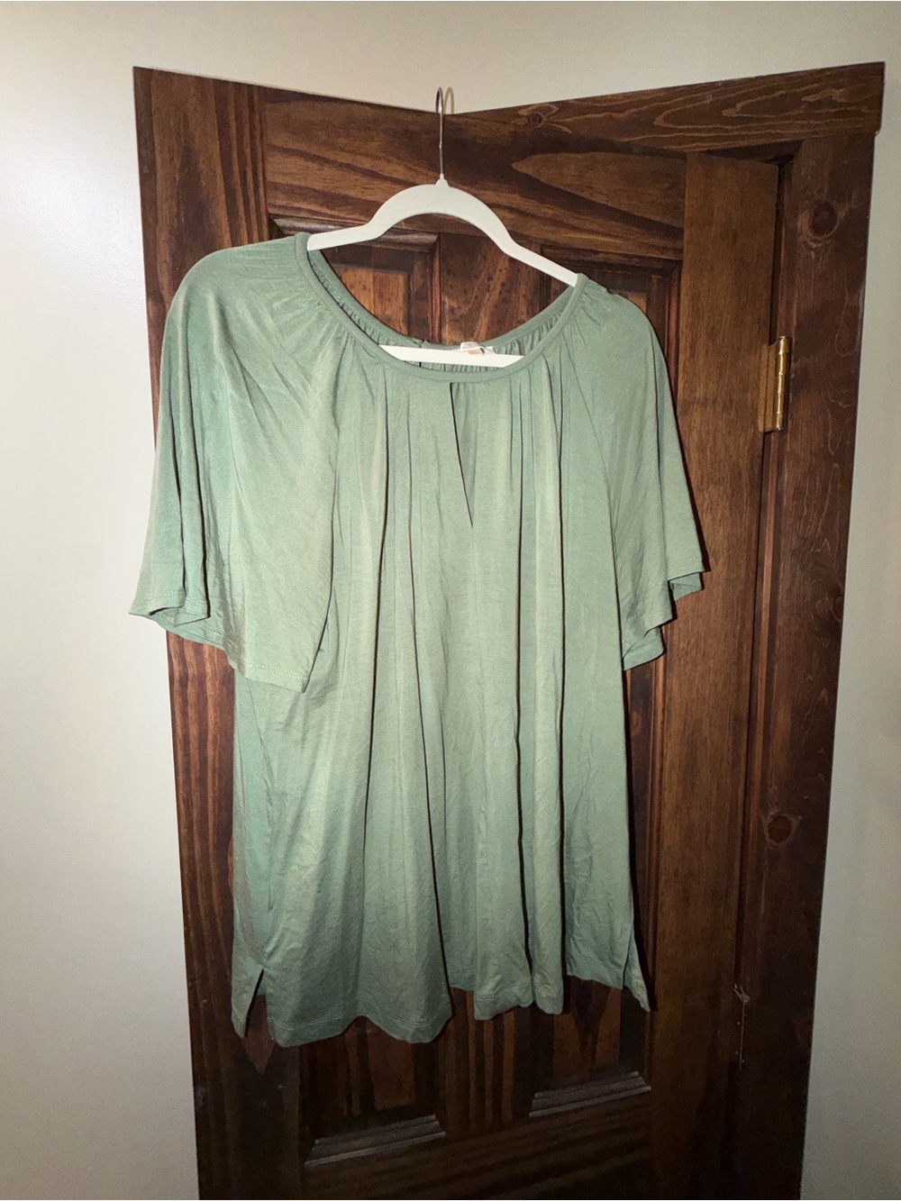 Flowy Sage Green Flutter Sleeve Blouse